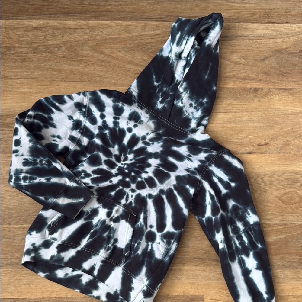 Boys Black and White Tie-Dye Hoodie